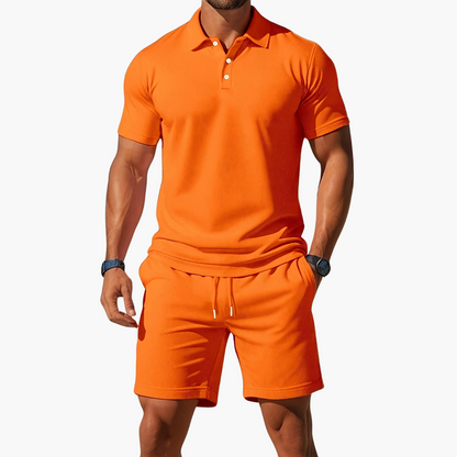 Austin | Men’s Casual Polo Two Piece Summer Set with Drawstring Shorts