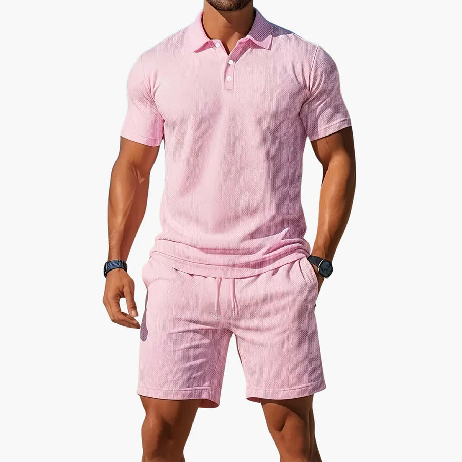Austin | Men’s Casual Polo Two Piece Summer Set with Drawstring Shorts