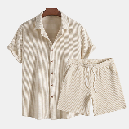 Garrett | Men’s Casual Short Sleeve Two Piece Set with Drawstring Shorts