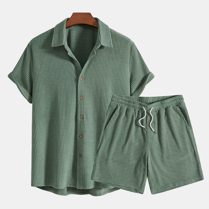 Garrett | Men’s Casual Short Sleeve Two Piece Set with Drawstring Shorts