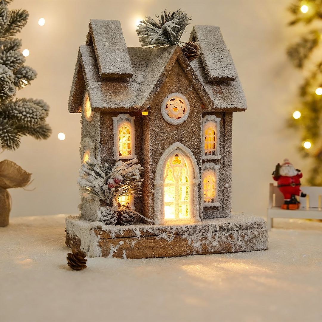 Wooden Christmas House Lighting for Cozy Glow