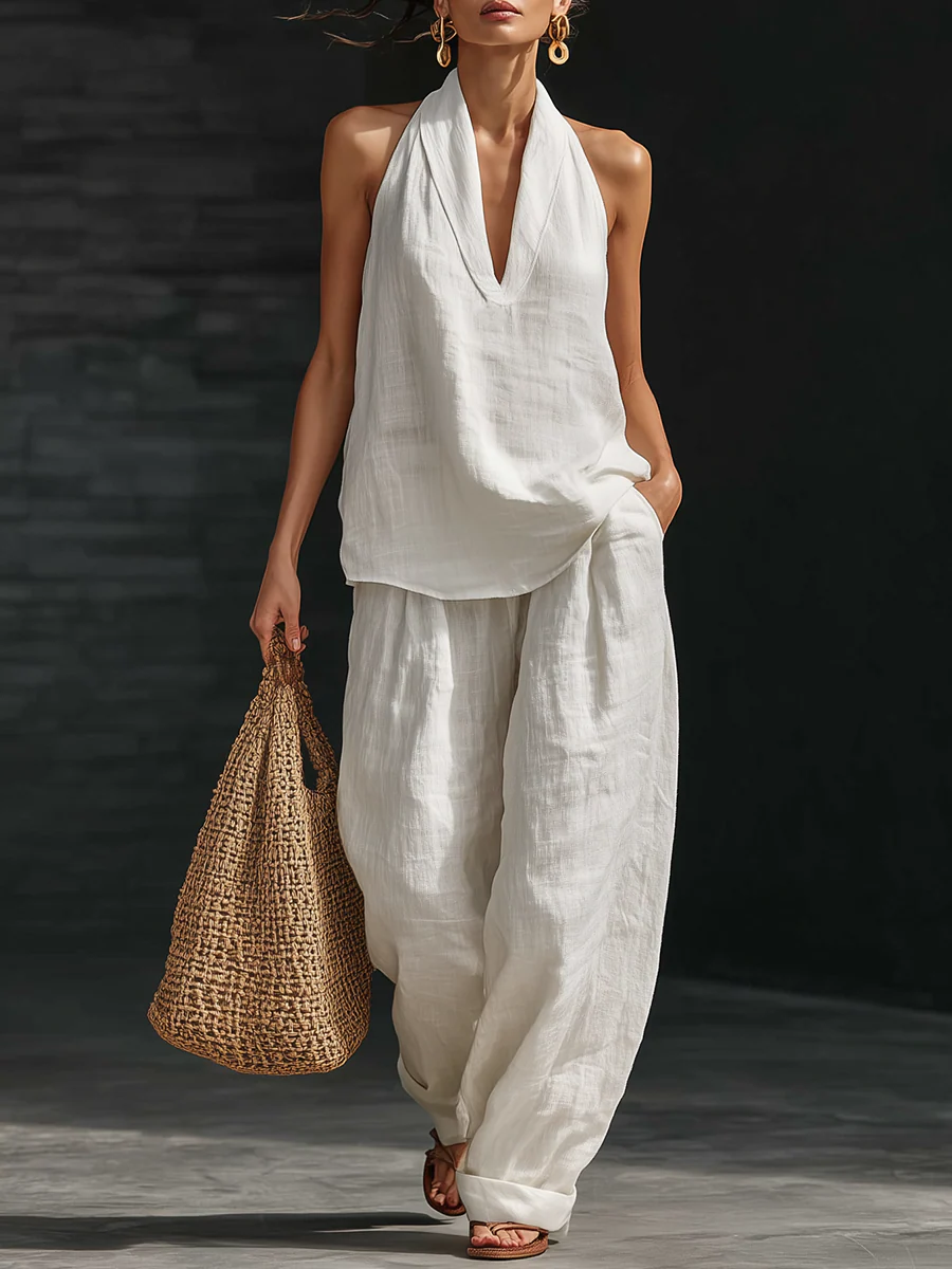 Mira | Women's Casual Two-Piece Set with Halter Neckline