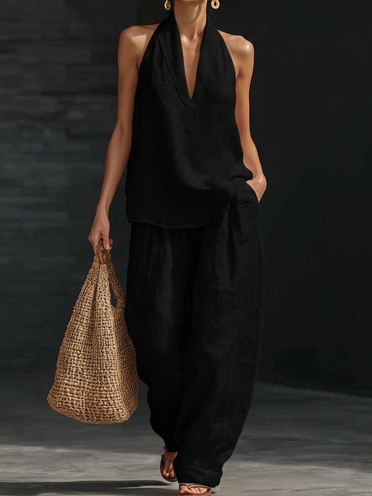 Mira | Women's Casual Two-Piece Set with Halter Neckline