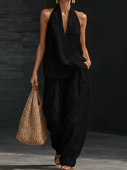 Mira | Women's Casual Two-Piece Set with Halter Neckline