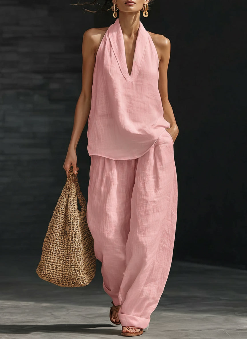 Mira | Women's Casual Two-Piece Set with Halter Neckline
