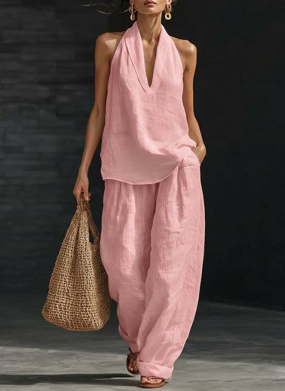 Mira | Women's Casual Two-Piece Set with Halter Neckline