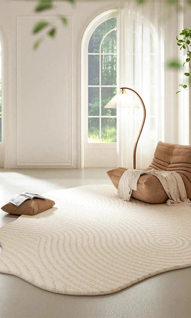 Sculptural Striped Area Rug – Plush Washable Comfort