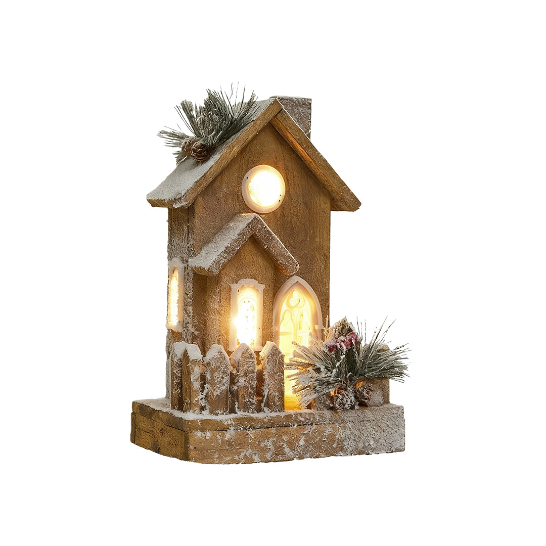 Wooden Christmas House Lighting for Cozy Glow