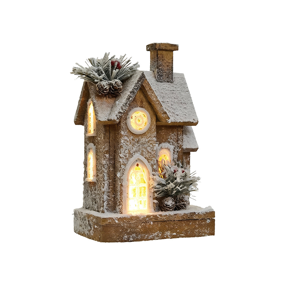 Wooden Christmas House Lighting for Cozy Glow