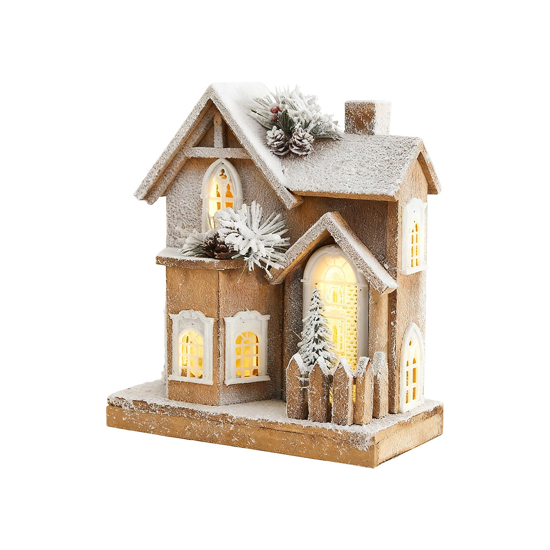 Wooden Christmas House Lighting for Cozy Glow
