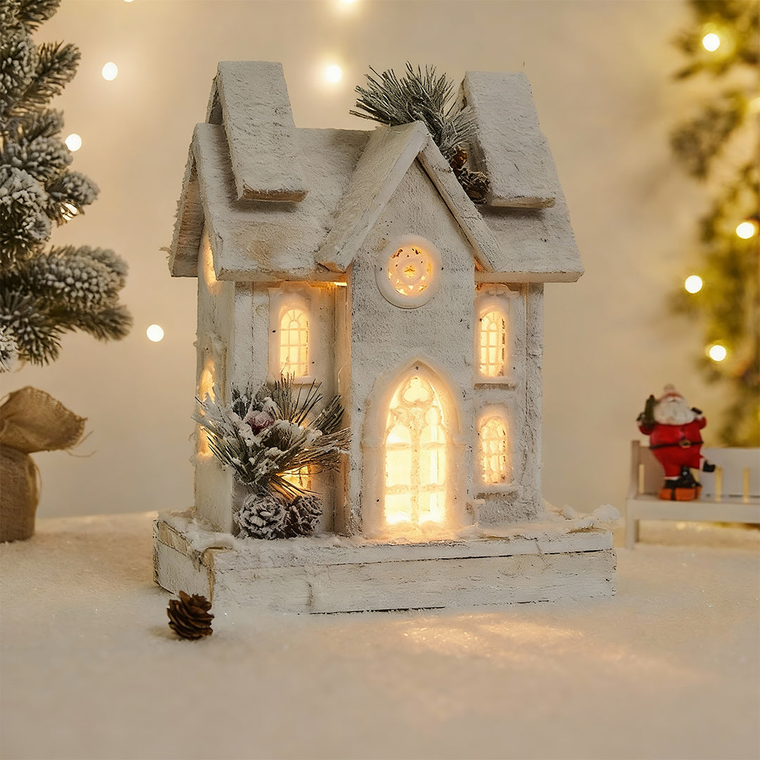 Wooden Christmas House Lighting for Cozy Glow