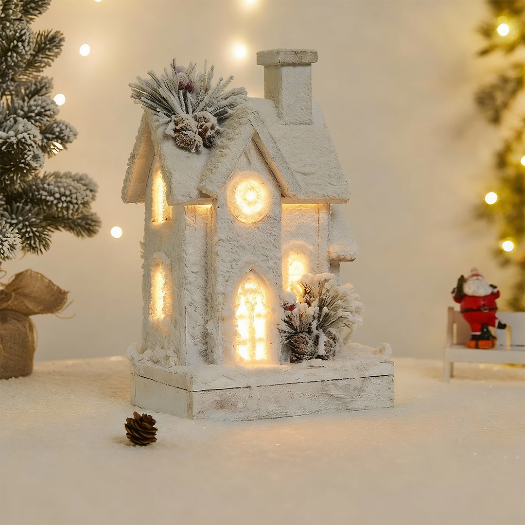 Wooden Christmas House Lighting for Cozy Glow