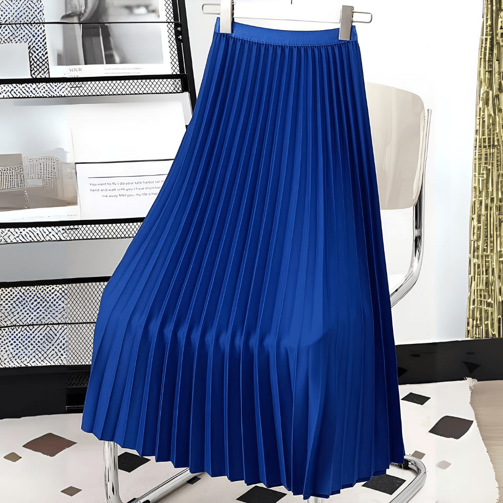 Women’s High-Waist Pleated Midi Skirt – Elegant Structured Silhouette