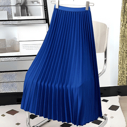 Women’s High-Waist Pleated Midi Skirt – Elegant Structured Silhouette
